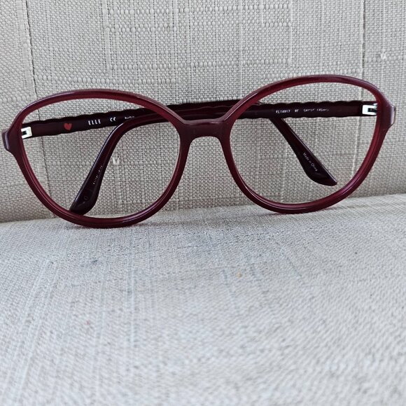 Elle Women Eyeglasses EL14917 RD Burgundy Semi Oval Frames 58-16-140 - Picture 5 of 16
